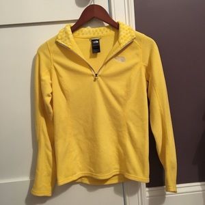 yellow North Face quarter zip